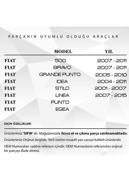 Alpha Auto Part Fiat 500, Linea, Idea, Bravo, Punto Için Tavan Anten Çubuğu