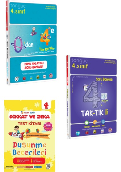 Yayınları Tonguç Akademi 4. Sınıf Konu Anlatım -Taktikli Soru Bankası-Dikkat Zeka Test Kitabı