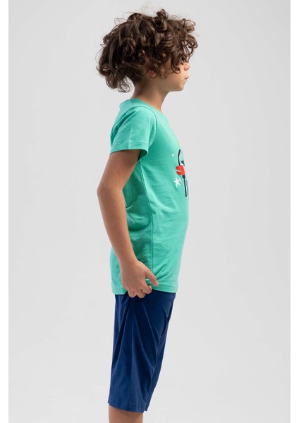 Pamuklu Erkek Çocuk Kısa Kol Kaprili Pijama Takım modelleri
