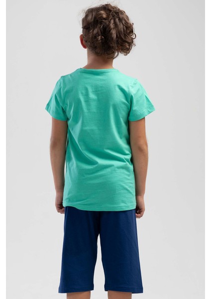 Pamuklu Erkek Çocuk Kısa Kol Kaprili Pijama Takım fırsatları