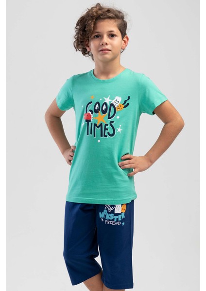 Pamuklu Erkek Çocuk Kısa Kol Kaprili Pijama Takım fiyatları