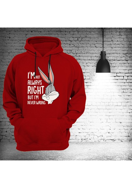 Buggs Bunny Baskılı 3 Ipl. Şardonlu, Kalın (600 Gr.) Içi Polar Kırmızı Sweatshirt