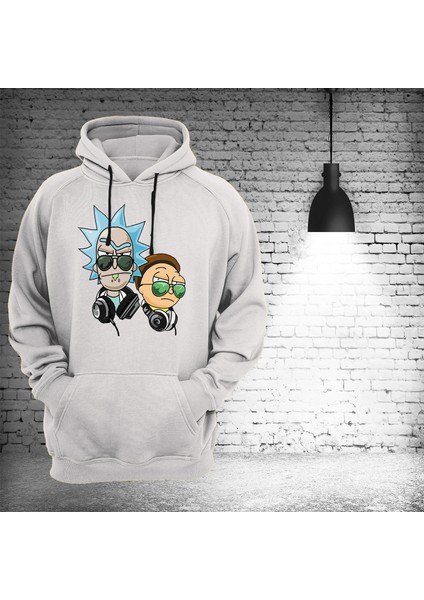 Rick And Morty Baskılı 3 Ipl. Şardonlu, Kalın (600 Gr.) Içi Polar Beyaz Sweatshirt