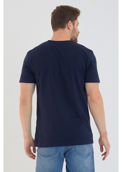Lacivert Basic Erkek V Yaka Slim Fit Kısa Kollu T-Shirt fiyatları