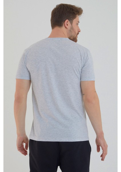 Karmelanj Basic Erkek V Yaka Slim Fit Kısa Kollu T-Shirt