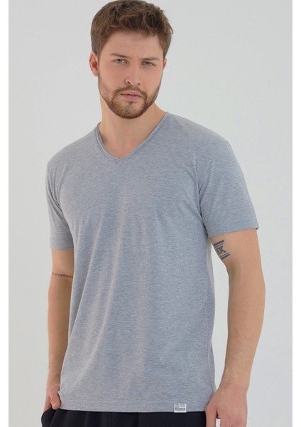 Grimelanj Basic Erkek V Yaka Slim Fit Kısa Kollu T-Shirt
