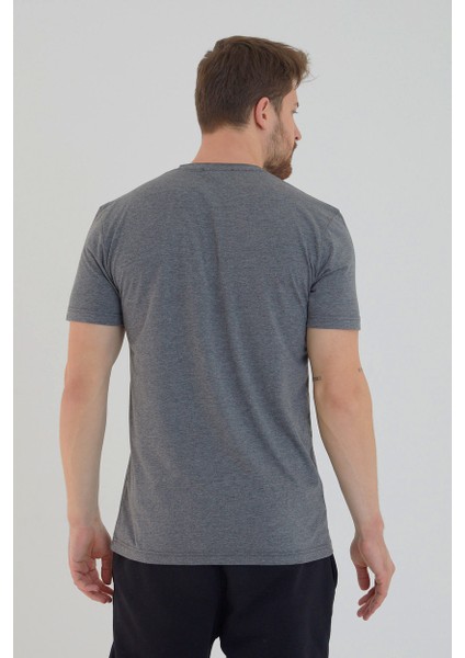 Antrasit Basic Erkek V Yaka Slim Fit Kısa Kollu T-Shirt fiyatları