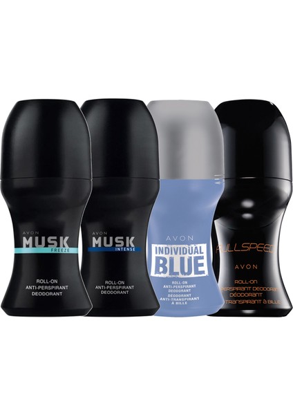 Individual Blue, Musk Freeze, Musk Intense ve Full Speed Erkek Rollon Paketi