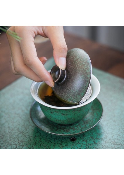 Seramik Antik Kung Fu Gaiwan Craft Çömlek Çay Bardağı El Yapımı Tureen Su Kupa Daire ve Kapak ile Retro Çay Kase Drinkware | Çay Tureen (Yurt Dışından)