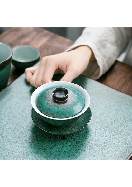 Seramik Antik Kung Fu Gaiwan Craft Çömlek Çay Bardağı El Yapımı Tureen Su Kupa Daire ve Kapak ile Retro Çay Kase Drinkware | Çay Tureen (Yurt Dışından)