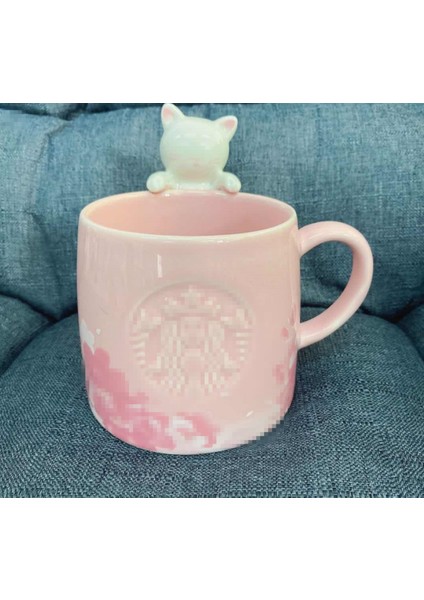 Yıldız Ev Stil Kupası Pembe Kiraz Çiçeği Görüntüleme Kedi Kupa Hediye Sevimli Hediye Kız Arkadaşı Seramik Kupa | Teacups (Yurt Dışından) indirimleri