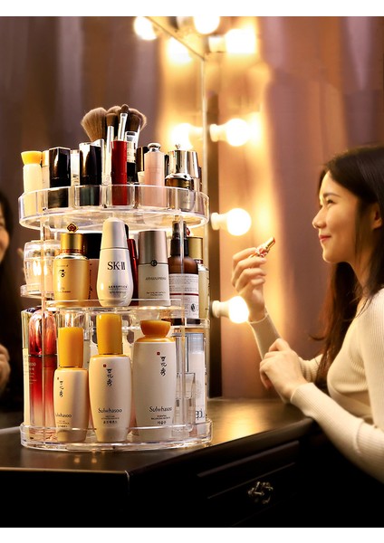 Cilt Bakımı Ürün Saklama Kutusu 360 Dönen Makyaj Organizatör Kutusu Dresser Ruj Raf Elmas Desen Kozmetik Kılıf Akrilik | Makyaj Organizatörleri (Yurt Dışından) fiyatları