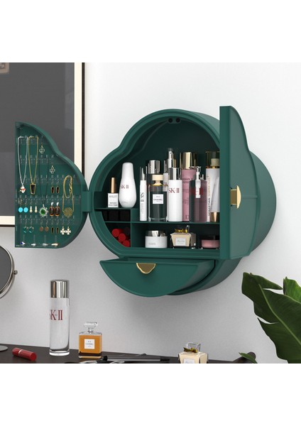 Duvara Monte Makyaj Organizatör Yumurta Ücretsiz Banyo Kozmetik Saklama Kutusu Toz Geçirmez Su Geçirmez Banyo Takı Raf | Makyaj Organizatörleri (Yurt Dışından)