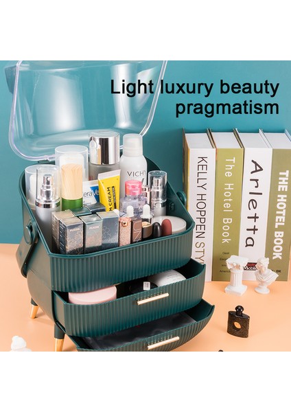 Moda Büyük Kapasiteli Kozmetik Saklama Kutusu Su Geçirmez Toz Geçirmez Banyo Masaüstü Güzellik Makyaj Organizatör Cilt Bakımı Depolama Çekmece | Saklama Kutuları ve bidon (Yurt Dışından) fırsatları