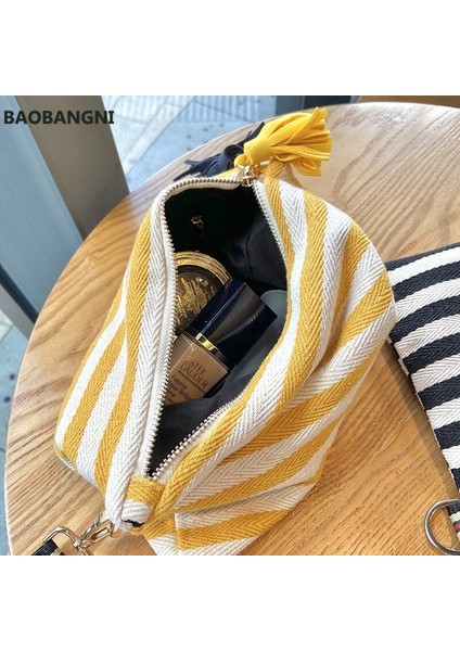 Kozmetik Çantası Kadın Çizgili Makyaj Kılıfı Organizatör Kore Püskül Kozmetik Kılıfı Gereçe Seyahat Tuvalet Çantası Tuval Güzellik Kılıf | Kozmetik Çanta ve davalar (Yurt Dışından)