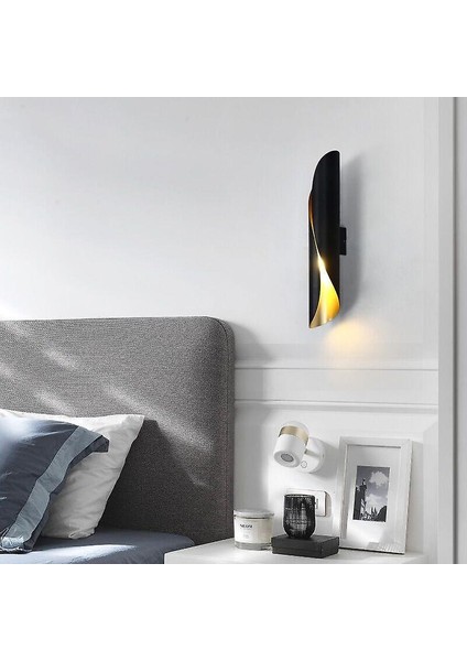 Kuzey Avrupa Oturma Odası Başucu Dolabı Duvar Lambası LED Merdiven Koridor Modern Minimalizm Kişilik Dekoratif Aydınlatma (Sıcak Işık) (Siyah) (Yurt Dışından)
