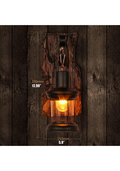 Masif Ahşap Retro Dekoratif Duvar Lambası - Kahverengi (Yurt Dışından) fırsatları
