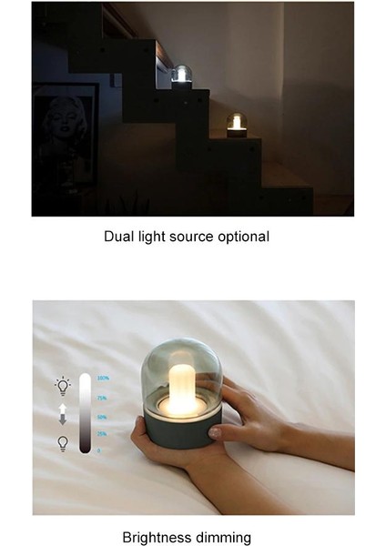 Dim Bağbozumu Cam Gece Lambası USB Şarj Retro Masaüstü Ampul Atmosfer Masası Lamba Yatak Odası Dekorasyon Lambası Hediye | LED Masa Lambaları (Yurt Dışından)