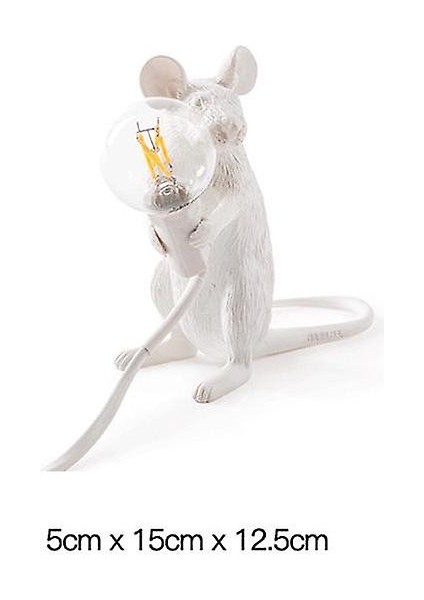 Mouse Desk Lamps Seletti Morden LED Bedside Table Lamp For Home Bedroom Decoration Art Deco Rat Night Lights Eu/au/us/uk Plug(Sitting White) (Yurt Dışından)
