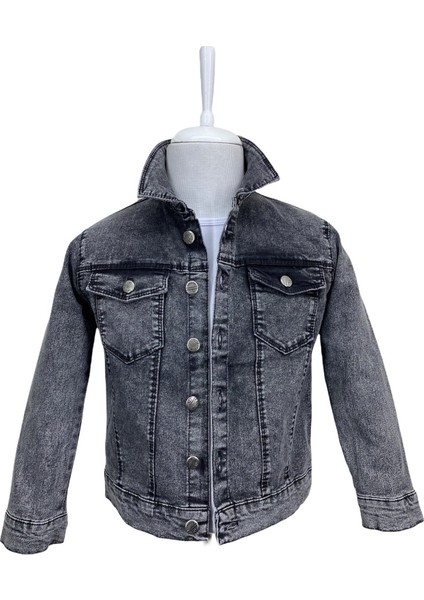 Asortik Unisex Mavi Düğmeli Kot Jean Ceket-CKT-0002