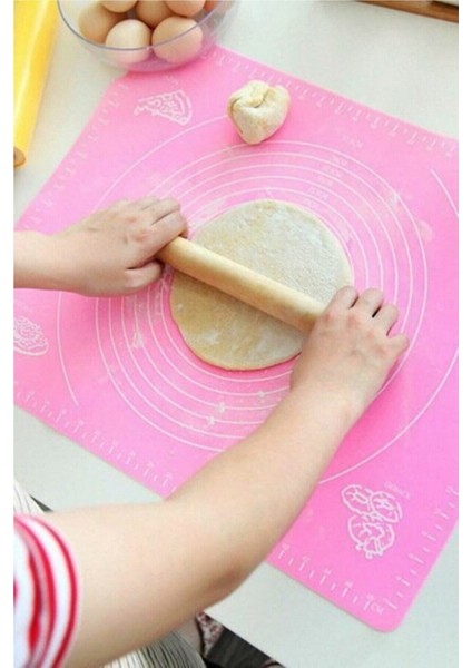 Hamur Matı Açma Mutfak Matı Silikon Silpat Pasta Fırın Hamur Yoğurma Matı Lüx Pembe Büyük Boy 65X45 modelleri