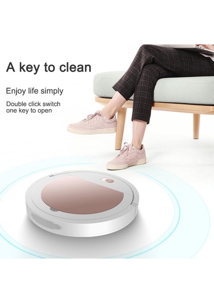 Elektrikli Süpürge Süpürme Robot Otomatik Emme Süpürgesi Akıllı Pembe