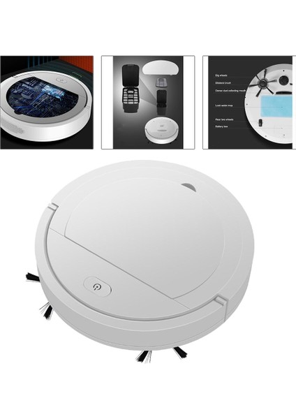 Ev Akıllı Otomatik Robotik Süpürge Robot Süpürme Makinesi Kenar Temiz Beyaz indirimleri