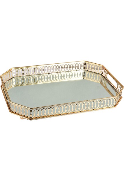 Retro Makyaj Aynalı Vanity Tepsi Takı Parfüm Küpe Tepsi Dekor Depolama Altın fiyatları