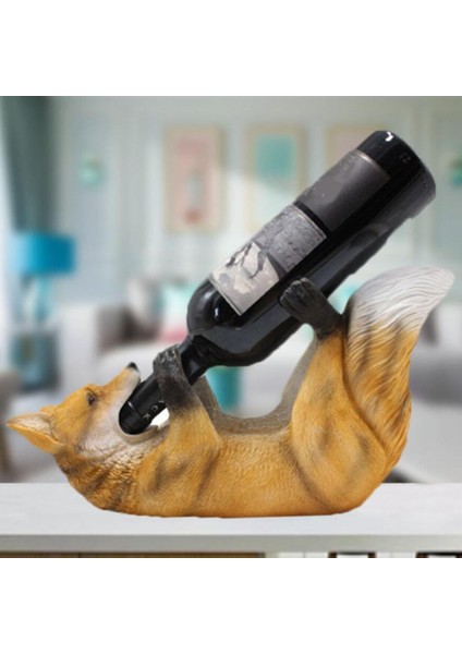 Sevimli Ainmal Şarap Şişesi Tutucu Heykeli Ekran Raf Organizatör 13.3X5X8 Inç modelleri