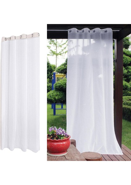 2x Sheer Perde Grommet Güverte Gölgelik Örtü Pergola Havuz Vual Perdeler 132X243 cm