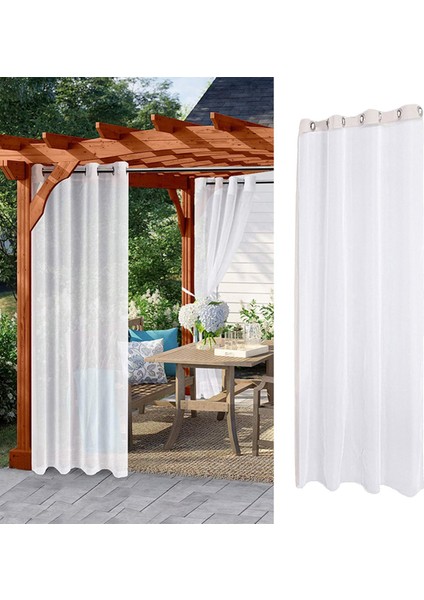 2x Sheer Perde Grommet Güverte Gölgelik Örtü Pergola Havuz Vual Perdeler 132X243 cm