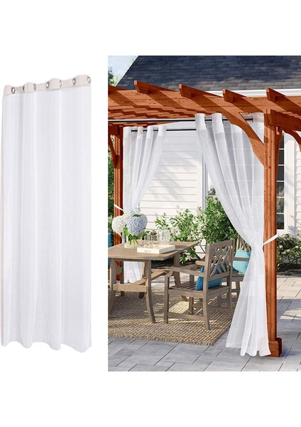 2x Sheer Perde Grommet Güverte Gölgelik Örtü Pergola Havuz Vual Perdeler 132X243 cm