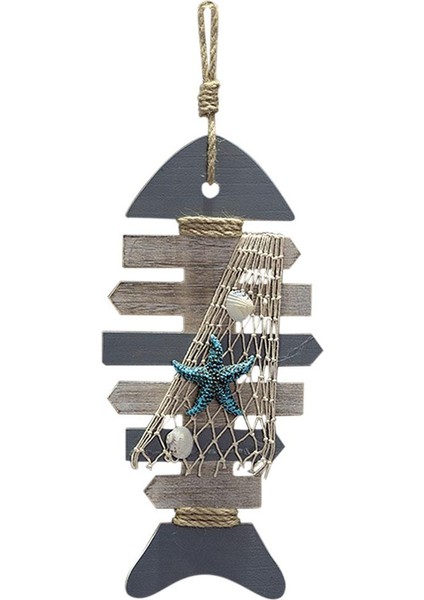 Ahşap Fishbone Asılı Dekor Akdeniz Tarzı Sunch Deniz Dükkanı Duvar Sign Büyük Fishbone(Yurt Dışından)