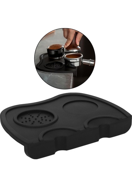 Kahve Skid Mat Espresso Tamping Tutucu Ped Kahve Öğütme Silikon Mat Siyah (Yurt Dışından)