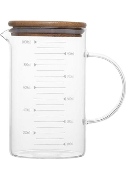Isıya Dayanıklı Cam Kapak Kolu ile Ölçüm Kupası Mikrodalga Fırın Pişirme 1000ML(Yurt Dışından)