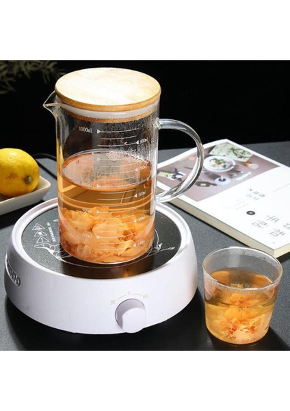 Isıya Dayanıklı Cam Kapak Kolu ile Ölçüm Kupası Mikrodalga Fırın Pişirme 1000ML(Yurt Dışından)