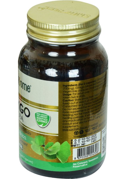Shiffa Home Ginkgo Biloba Diyet Takviyesi 620 Mg x 60 Kapsül