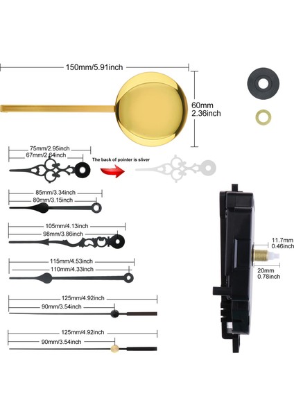 Pendulum Saat Hareketi Dıy Kiti Yedek 2 Çift El
