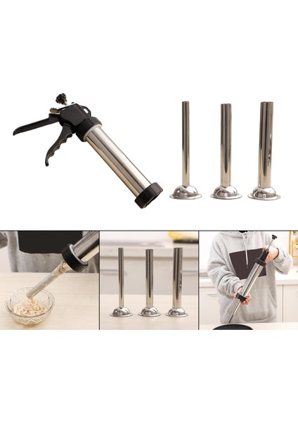 Elle Çalışan Sosis Stuffer Et Dolum Makinesi ile 3 Dolum Memeleri