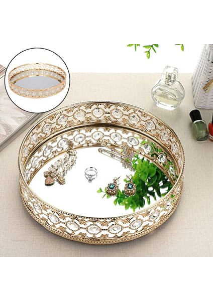 Aynalı Kristal Vanity Makyaj Tepsi Takı Organizatör Dekoratif Tepsi Ev modelleri