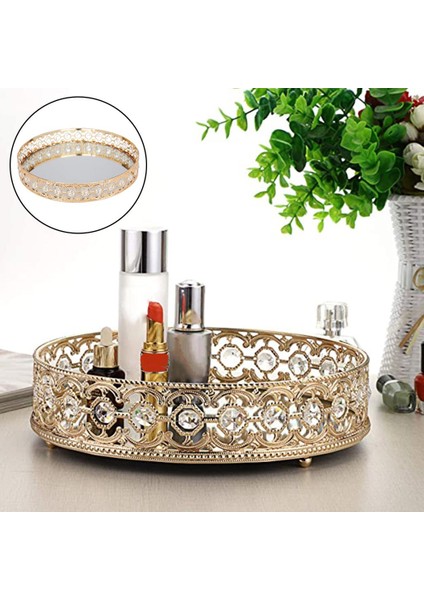 Aynalı Kristal Vanity Makyaj Tepsi Takı Organizatör Dekoratif Tepsi Ev fırsatları
