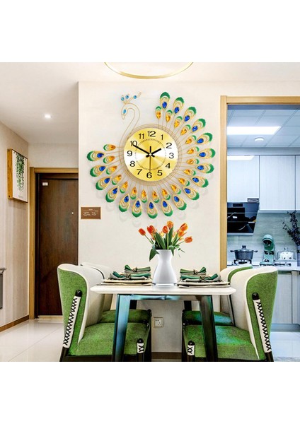 14 "3d Tavuskuşu Duvar Saati Pil Powered Asılı Saatler Yatak Odası Ev Dekor modelleri