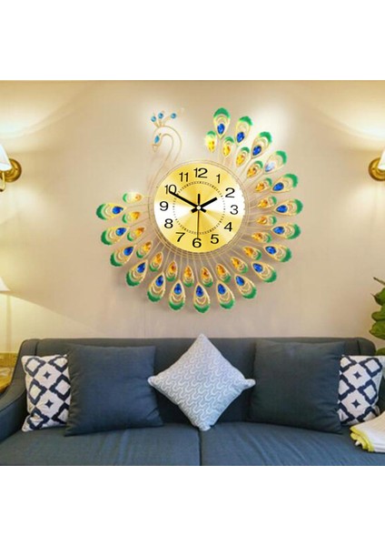 14 "3d Tavuskuşu Duvar Saati Pil Powered Asılı Saatler Yatak Odası Ev Dekor indirimleri