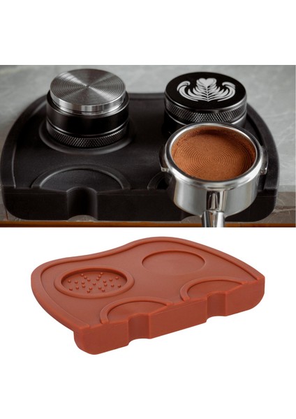Gıda Sınıfı Silikon Kauçuk Kaymaz Kahve Espresso Düz Tamping Sabit Mat Kahverengi indirimleri