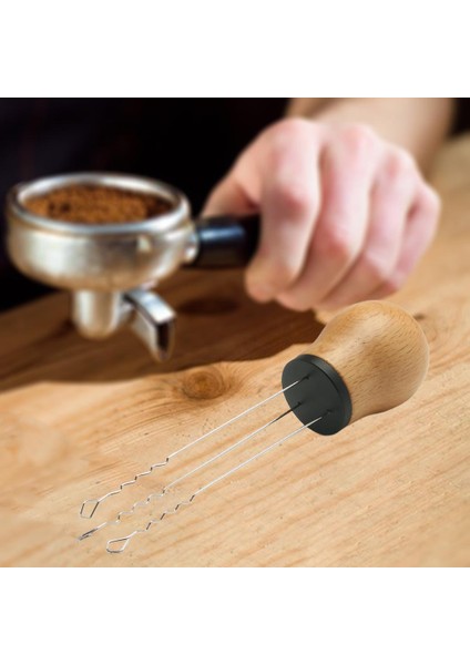 Espresso Kahve Karıştırıcı Espresso Barista Kayın Siyah Için Profesyonel Toz Dağıtım