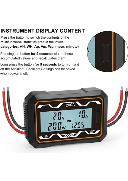 Yüksek Hassasiyetli Watt Metre Monitör Rc Watt Metre Güç Tüketimi Ölçer 200A