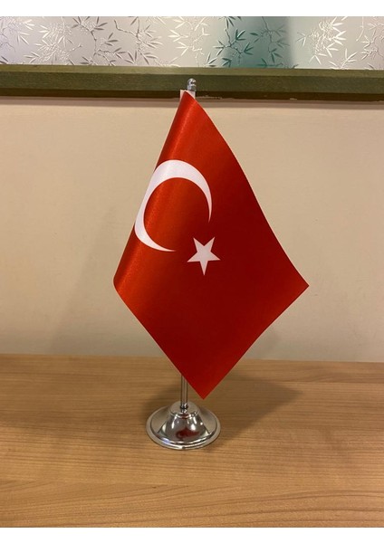 Türkiye Masa Bayrağı Krom Direkli Tekli Bayrak