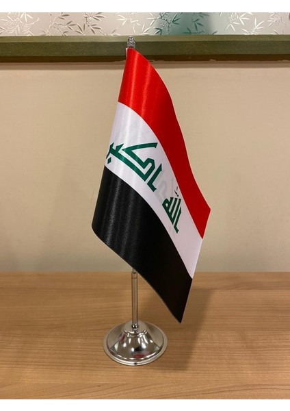 Irak Masa Bayrağı Krom Direkli Tekli Bayrak