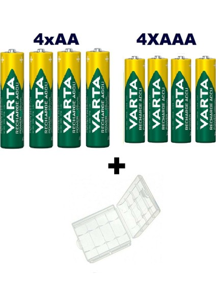 2700 Mah Aa Kalem Pil 4'lü + 1000 Mah Aaa Şarjlı Ince Kalem Pil 4'lü + Pil Saklama Kutusu