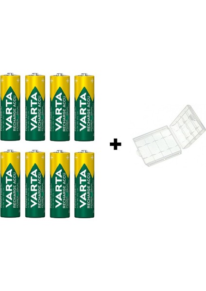 2700 Mah Aa Şarjlı Kalem Pil 8'li + Pil Saklama Kutusu